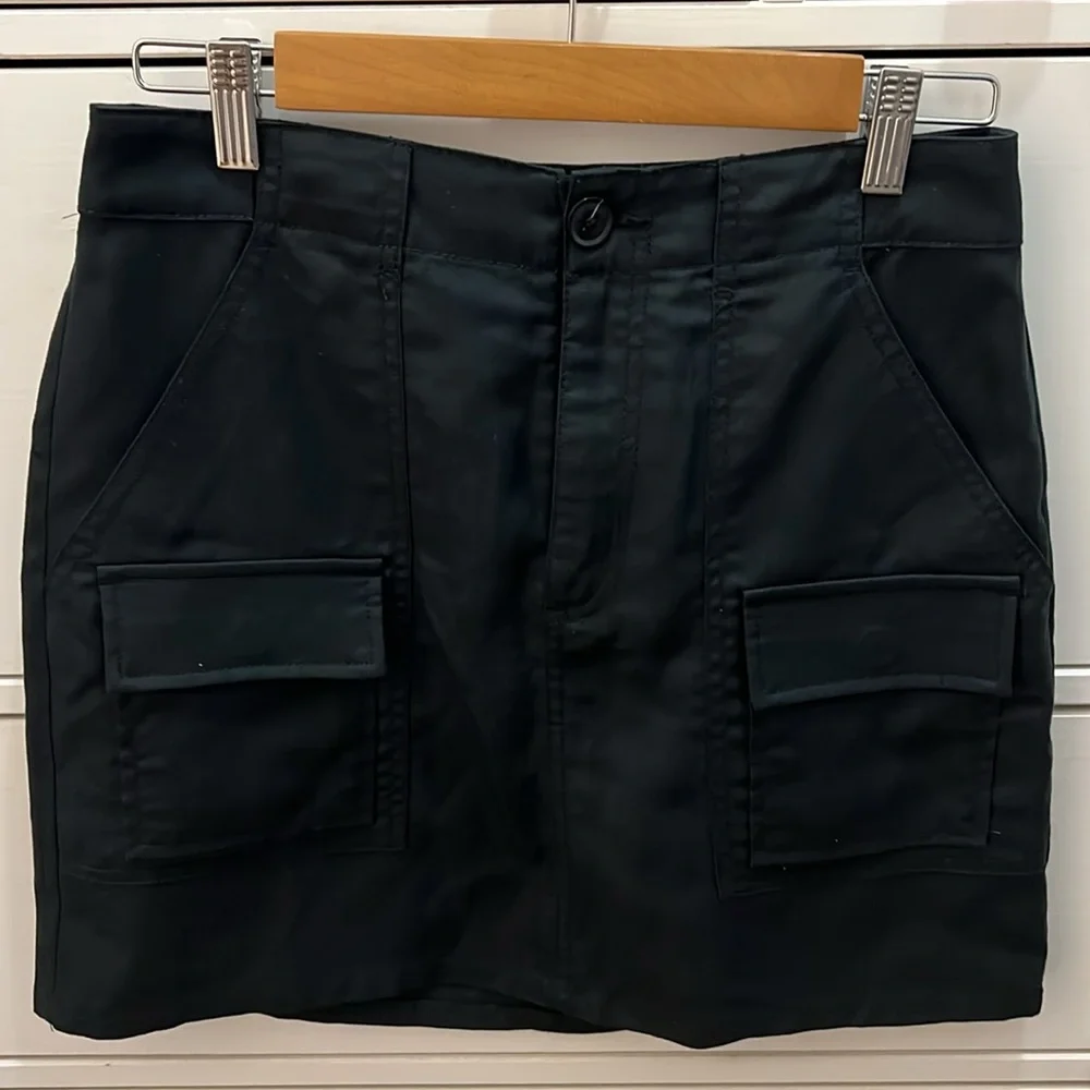 Loft Ann Taylor Black Cargo Skirt Sz 0 - Picture 8 of 9
